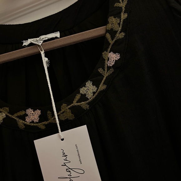 Polagram Black Maxi Dress with Floral Trim - Picture 3 of 5